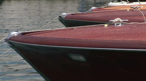 Bows of docked boats Stock Footage 32622778