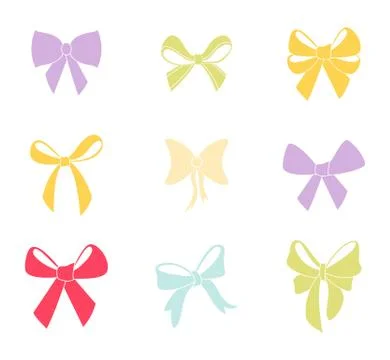 Bows with ribbons vector set isolated from the background. Stock Illustration