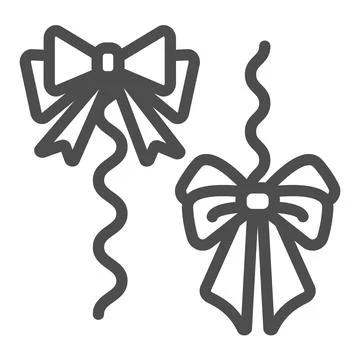 Bows on a rope, thread, cat toy line icon, pets concept, string with bow for Illustrazione stock
