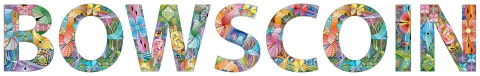 BowsCoin is a cryptocurrency. Vector decorative zentangle object. Hand-pain.. Ilustração Stock