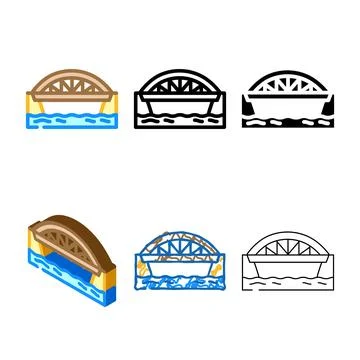Bowstring bridge range color icon vector Stock Illustration
