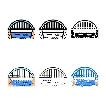 Bowstring bridge stylized color icon vector Stock Illustration