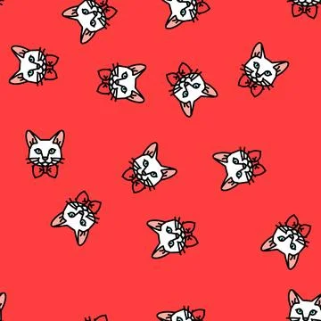 Bowtie cat breeding vector seamless pattern Illustrazione stock