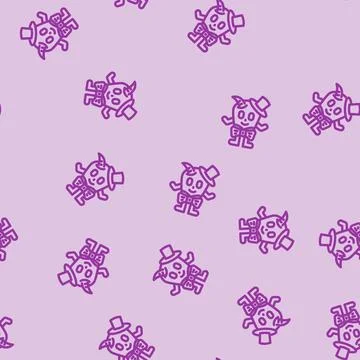 Bowtie cute monster line vector seamless pattern Stock Illustration