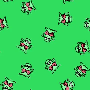 Bowtie cute monster vector seamless pattern Illustrazione stock
