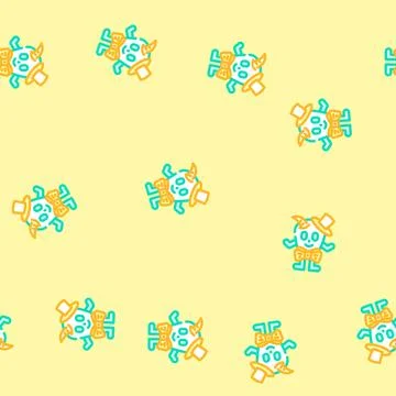 Bowtie cute monster vector seamless pattern Stock Illustration