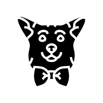 Bowtie dog glyph icon vector illustration Stock Illustration