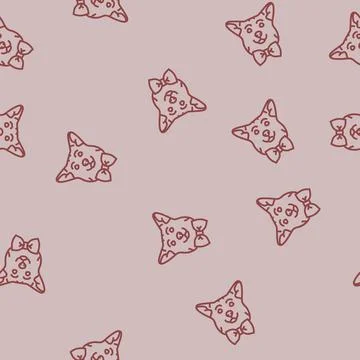 Bowtie dog line seamless pattern Illustrazione stock