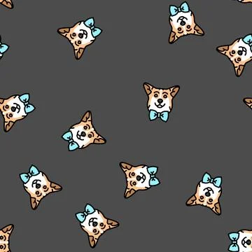 Bowtie dog vector seamless pattern Stockillustratie