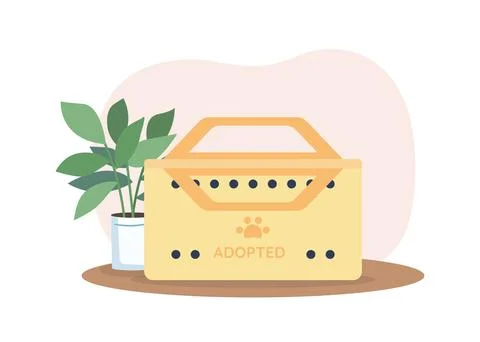 Box for adopted animal 2D vector web banner, poster Stock Illustration