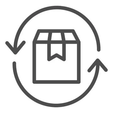 Box and arrows line icon, delivery concept, Turnover of goods sign on white Stock Illustration