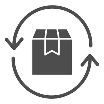 Box and arrows solid icon, delivery concept, Turnover of goods sign on white Stock Illustration