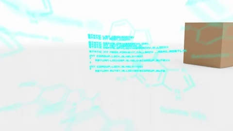 Box and chemical structures with program codes Stock Footage 112040472
