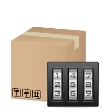 Box and combination lock 库存插图