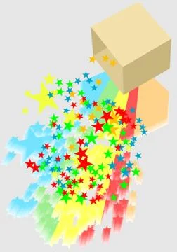 Box and confetti Stock Illustration