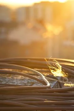 Box and connection cables for voice and internet telecommunications Stock Photos