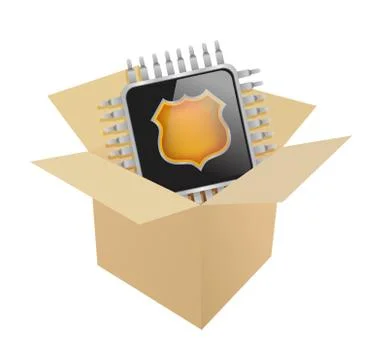 Box and electronic chip illustration イラスト素材