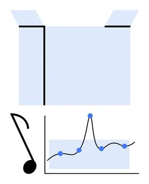 Box and Graph Synthesis with Curved Elements and Symmetrical Design Stock Illustration