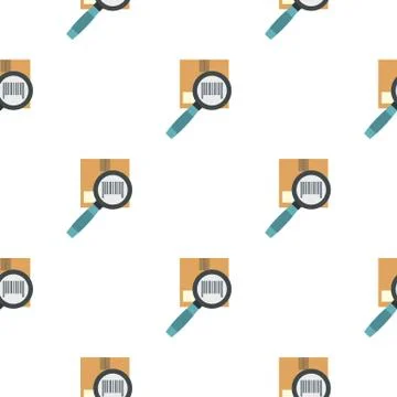 Box and magnifying glass pattern flat Stock Illustration