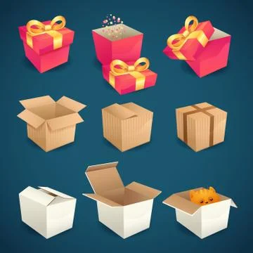 Box and package icons Stock Illustration