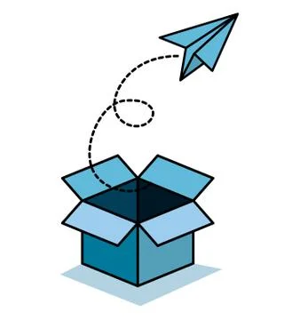 Box and paper plane icon Illustrazione stock