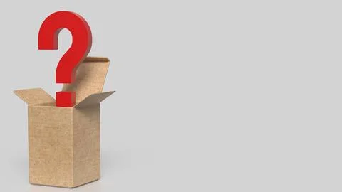 The Box and red question mark on white background  3d rendering. 스톡 일러스트