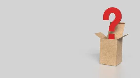 The Box and red question mark on white background  3d rendering. 스톡 사진