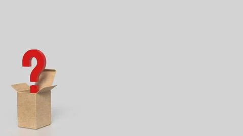 The Box and red question mark on white background  3d rendering. 스톡 사진