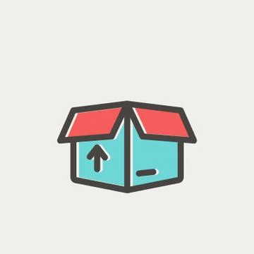 Box with arrow up inward, incoming, loading thin line icon Stock Illustration