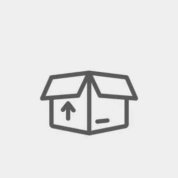 Box with arrow up inward, incoming, loading thin line icon Stock Illustration
