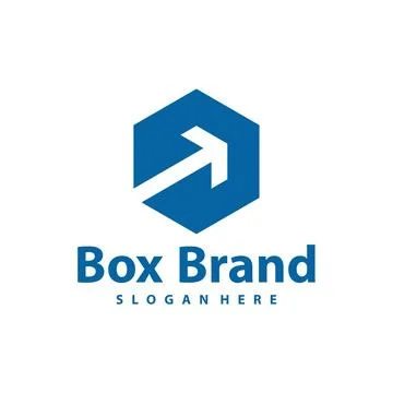Box with Arrow logo vector template. Creative Cube Box logo design concepts.. Stock-Illustration