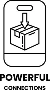 A box with a arrow pointing down and the words Powerful Connections 스톡 일러스트