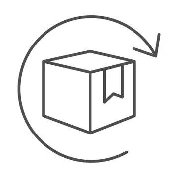 Box with arrow thin line icon, logistics concept, commodity turnover sign on Stock Illustration