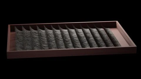 Box with artificial lashes set on black - eyelash extension. 3d illustration Stock Illustration