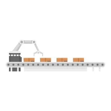 Box assembly line icon, flat style 스톡 일러스트
