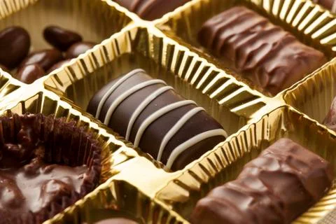 Box of assorted chocolates Stock Photos