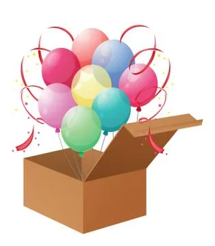 A box of balloons Ilustración de archivo