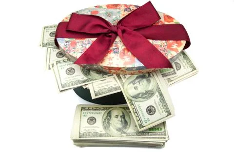 Box with banknote Stock Photos