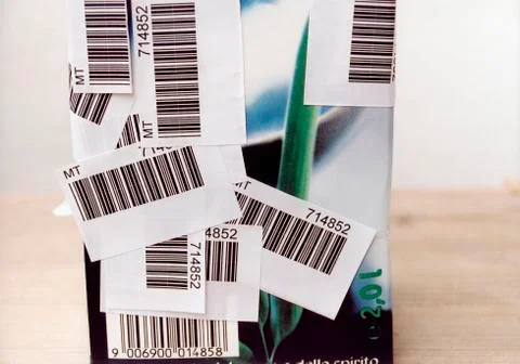 Box with bar code labels Foto stock