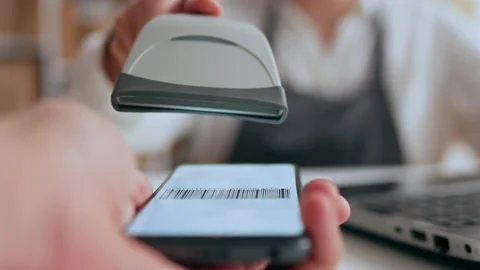 Box with barcode, Courier service entrepreneur Confidently scanning barcode Stock Footage 234723524