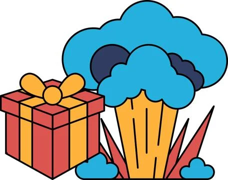 A box with a bee on it is next to a cloud of smoke Stock Illustration
