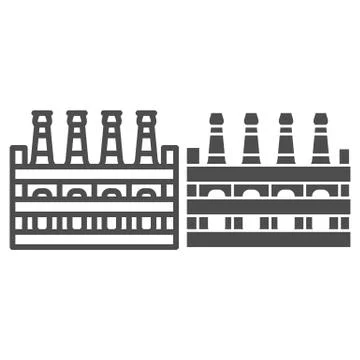 Box with beer line and solid icon, Oktoberfest concept, Pack of beer sign on 스톡 일러스트