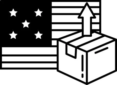 A box is being lifted up by a flag Stock Illustration