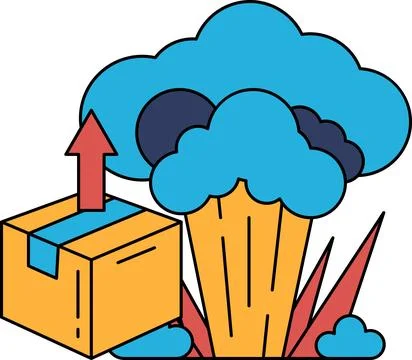 A box is being lifted up by a rocket Stock Illustration