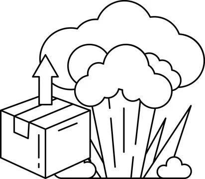 A box is being lifted up by a rocket Stock Illustration