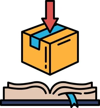 A box is being opened and the contents are being pulled out Stockillustratie