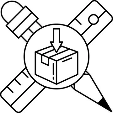 A box is being pulled out of a box with a pencil and ruler Illustrazione stock