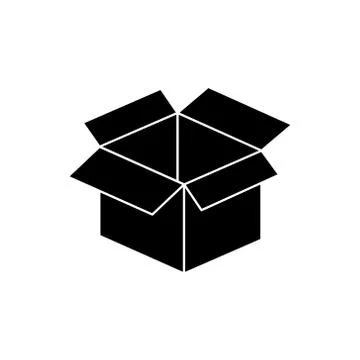 Box black shape icon. Open box Stock Illustration