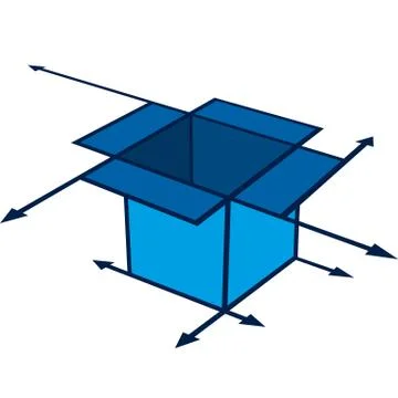 Box in blue with arrows outside its lines. Stock Illustration