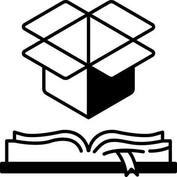 Box with a book inside of it Stock Illustration